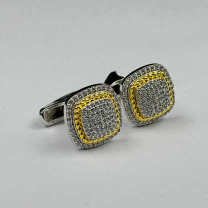 Yellow and White Cufflink for Men - Sterling Silver