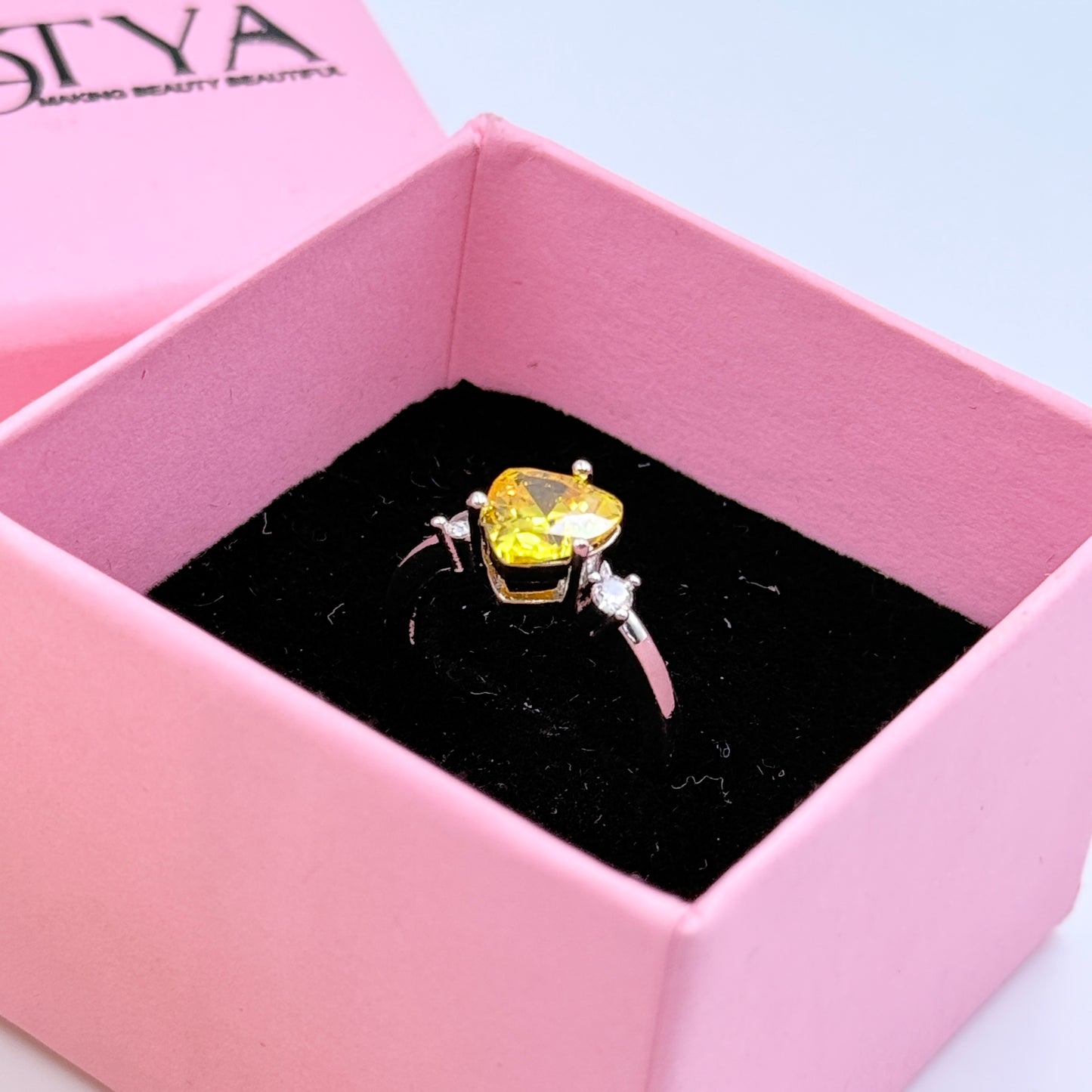 Women’s Yellow Diamond Ring 18k Gold Plated