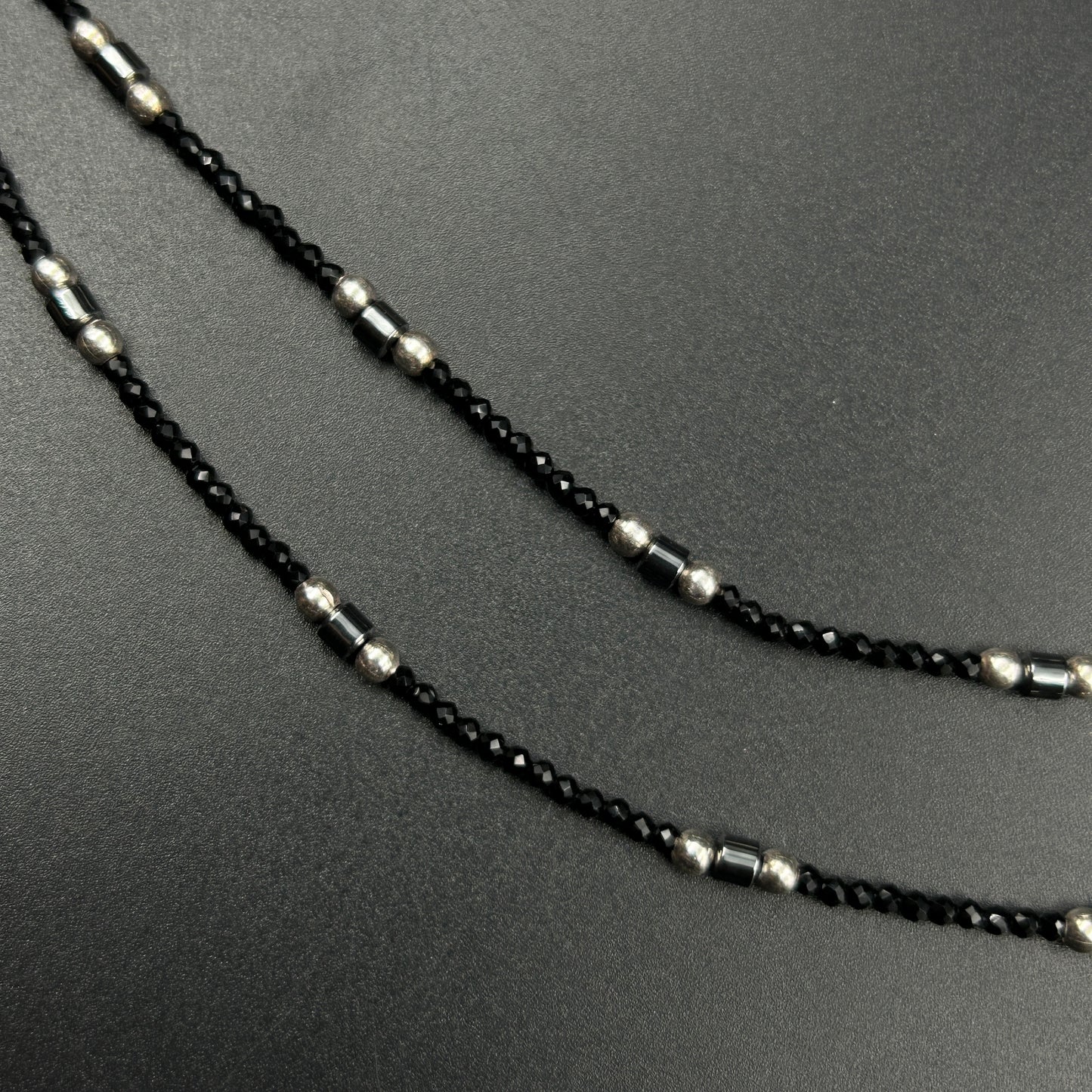 Silver Black Beads Anklet - Silver Payal