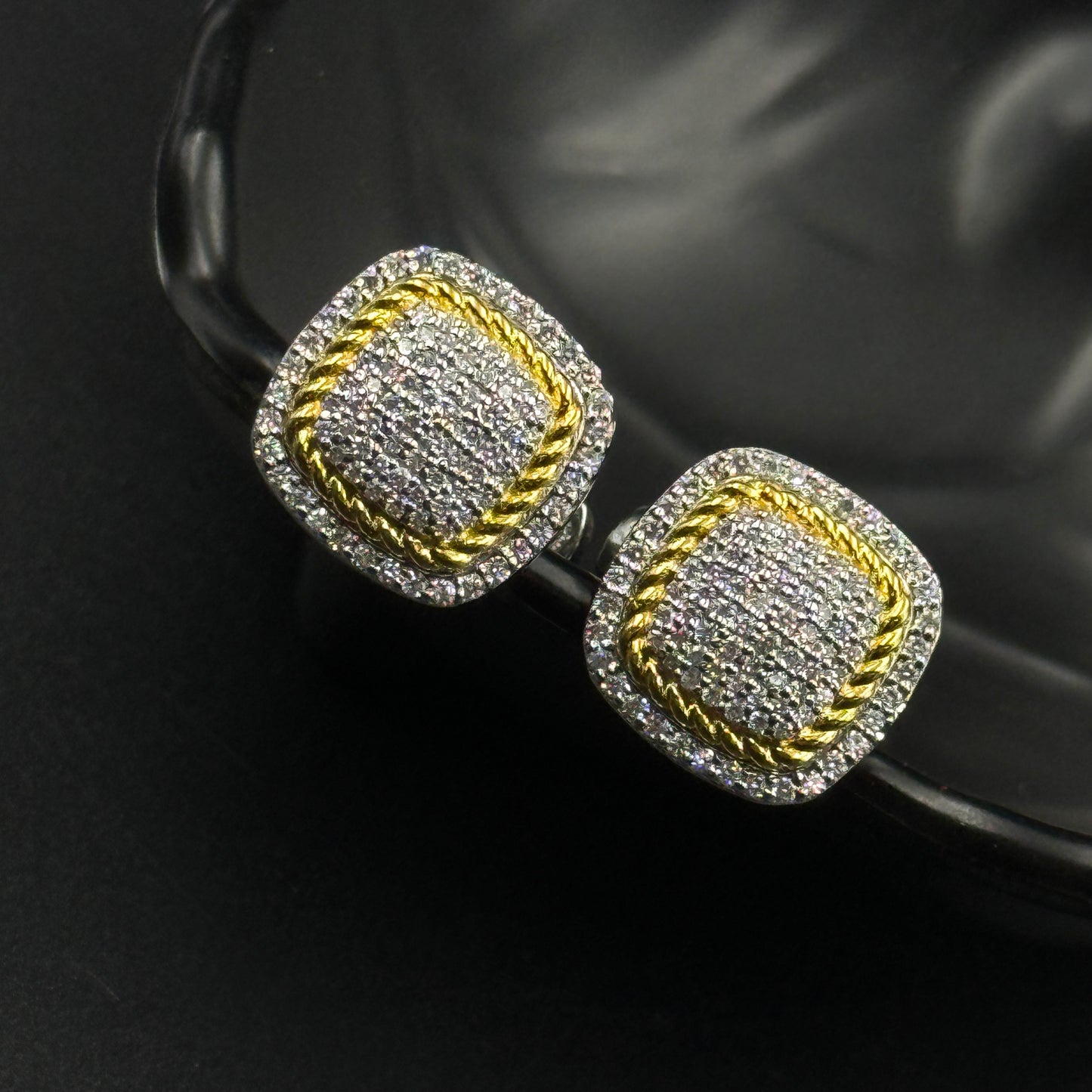 Yellow and White Cufflink for Men - Sterling Silver
