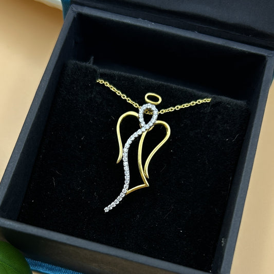 Silver Angel Pendant - Yellow Gold Pendant