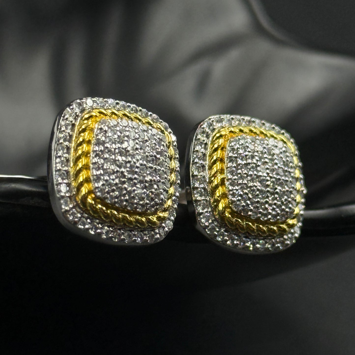 Yellow and White Cufflink for Men - Sterling Silver