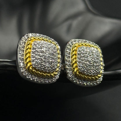 Yellow and White Cufflink for Men - Sterling Silver