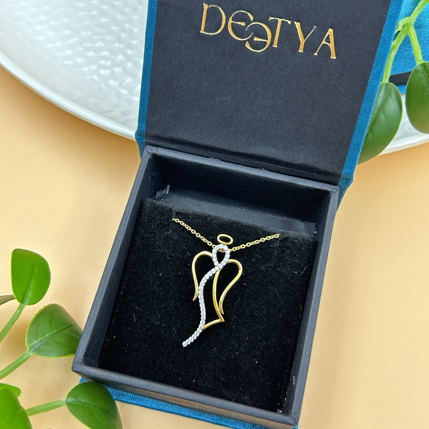 Silver Angel Pendant - Yellow Gold Pendant