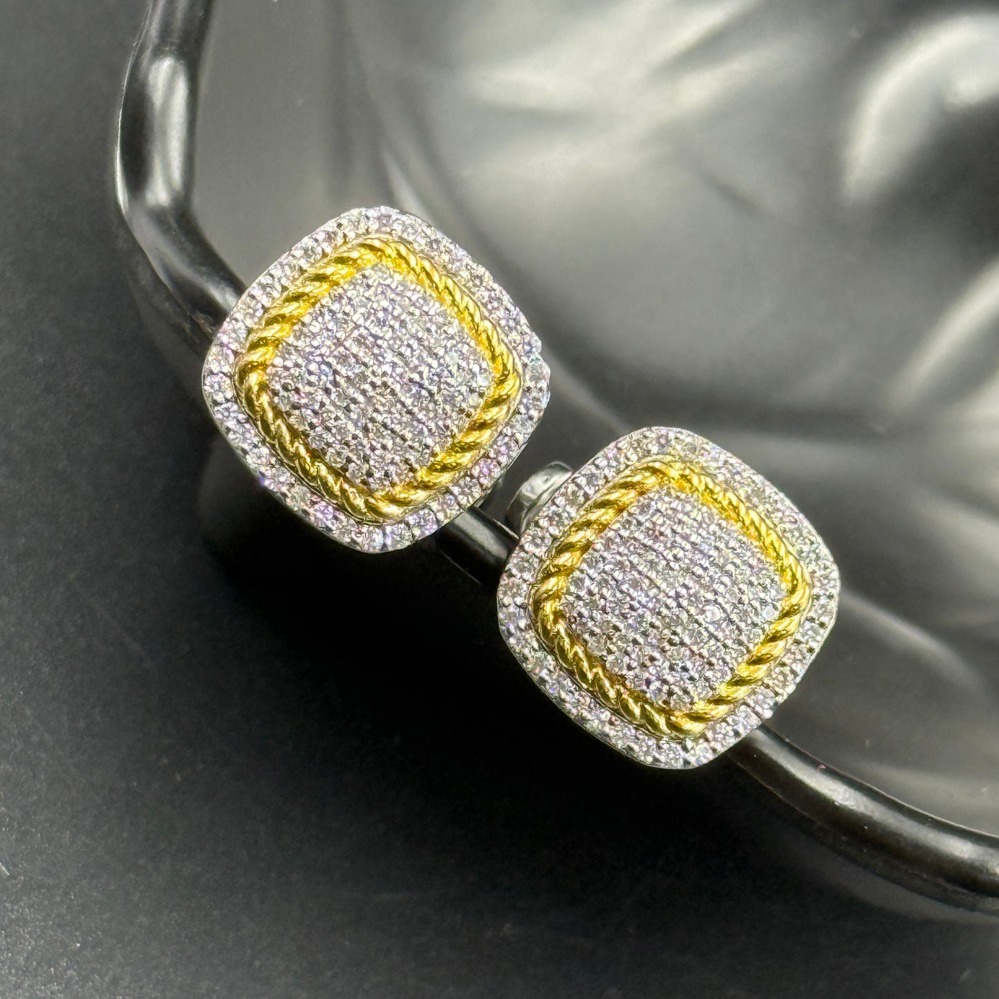 Yellow and White Cufflink for Men - Sterling Silver