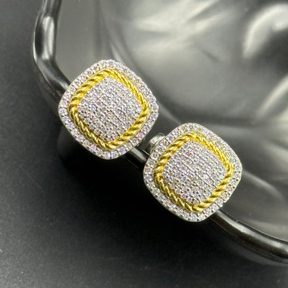 Yellow and White Cufflink for Men - Sterling Silver