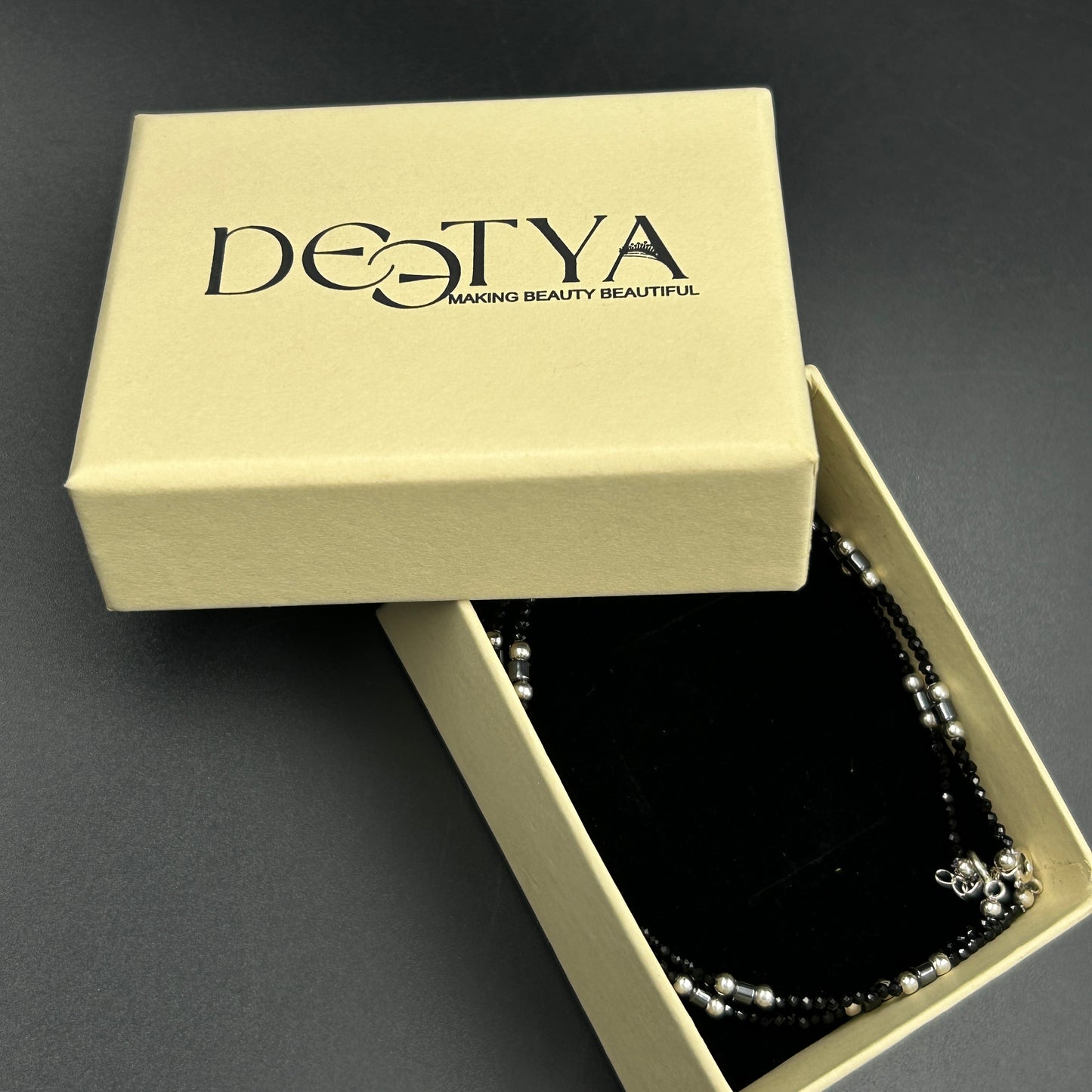 Silver Black Beads Anklet - Silver Payal