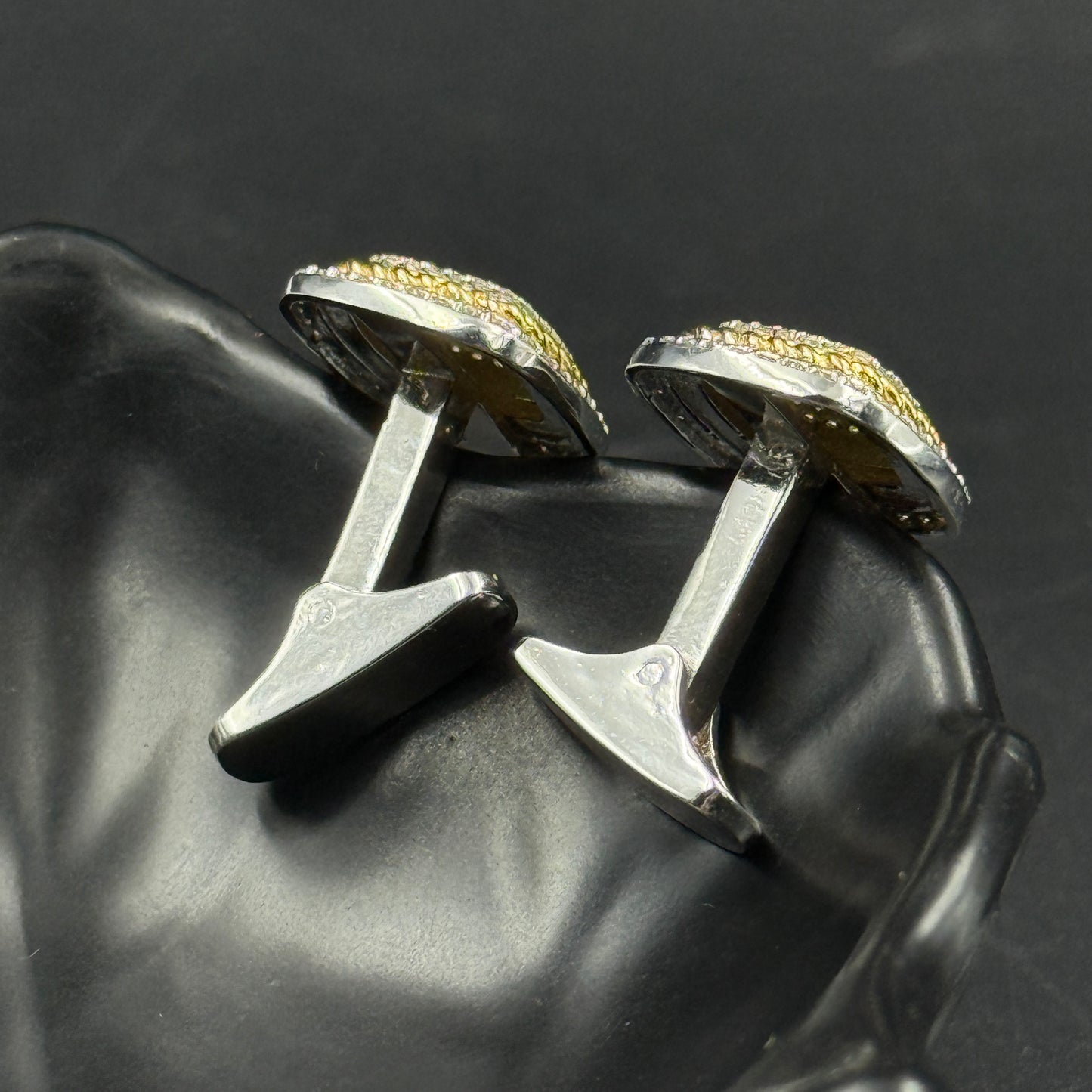 Yellow and White Cufflink for Men - Sterling Silver