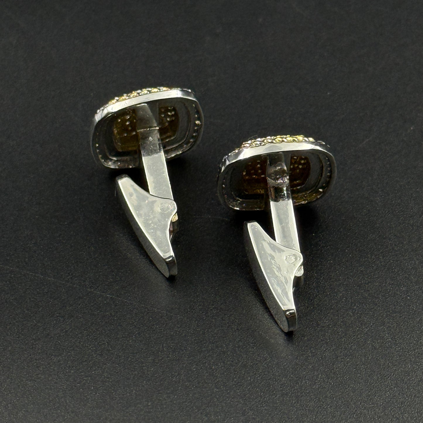 Yellow and White Cufflink for Men - Sterling Silver