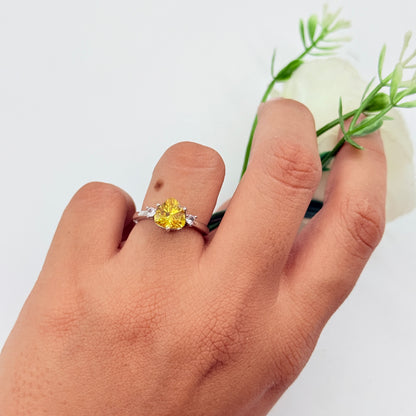 Women’s Yellow Diamond Ring 18k Gold Plated