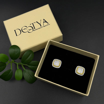 Yellow and White Cufflink for Men - Sterling Silver