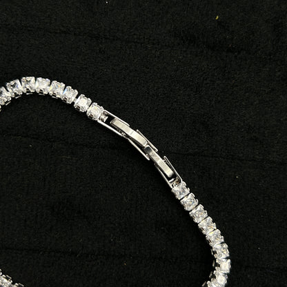 18k White Gold Plated Baguette Bracelet