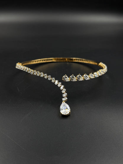 18K Gold Plated Diamond Choker Necklace