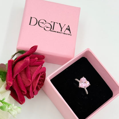 Women’s Diamond Heart Ring 18k Gold Plated