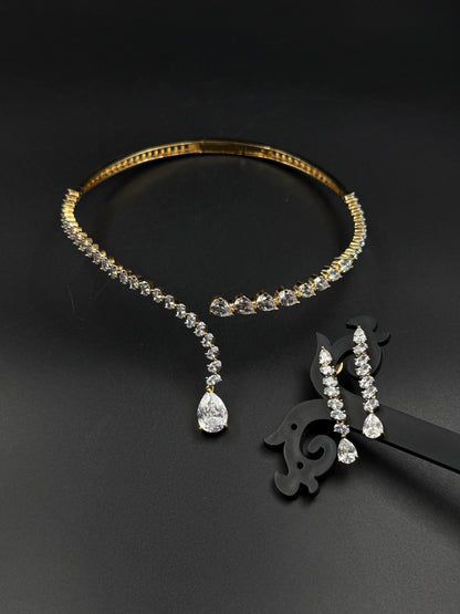 18K Gold Plated Diamond Choker Necklace