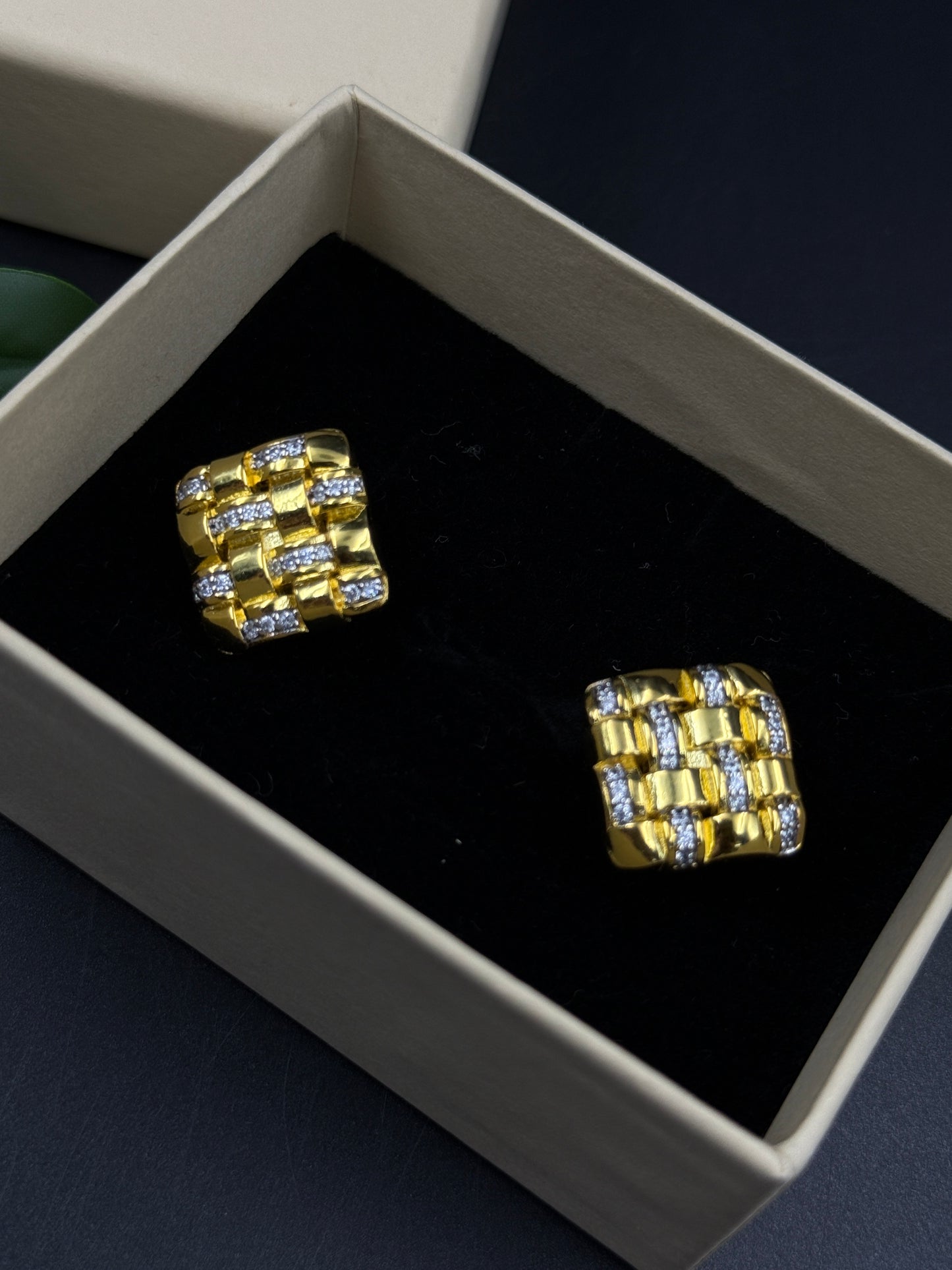 Yellow Gold Men's Cufflink - 925 Silver