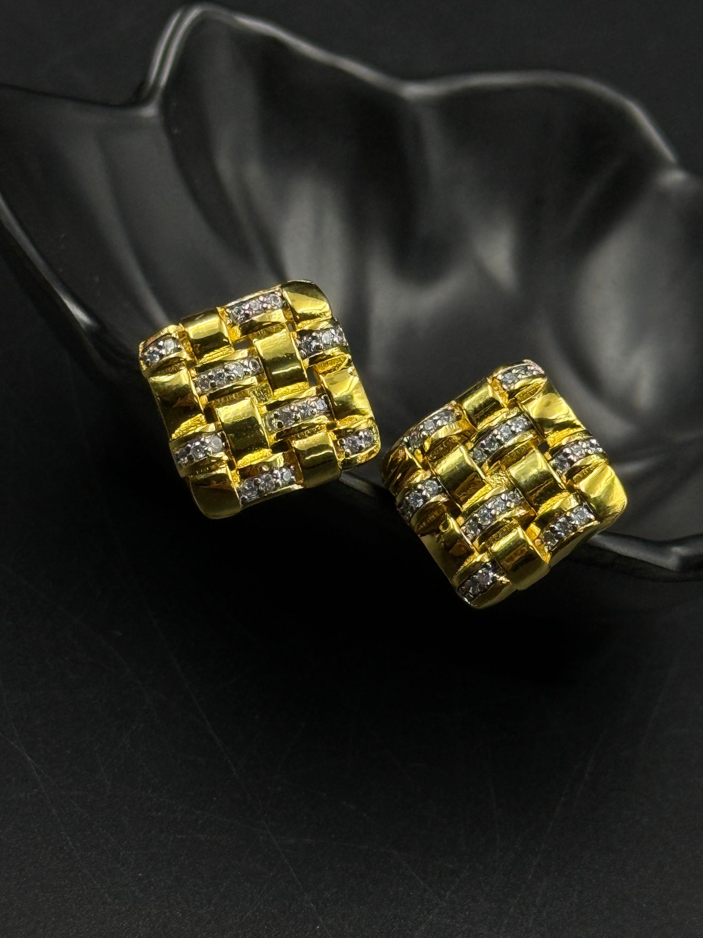 Yellow Gold Men's Cufflink - 925 Silver