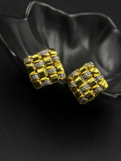 Yellow Gold Men's Cufflink - 925 Silver