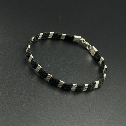 Pure Silver Black Thread Bracelet 7"