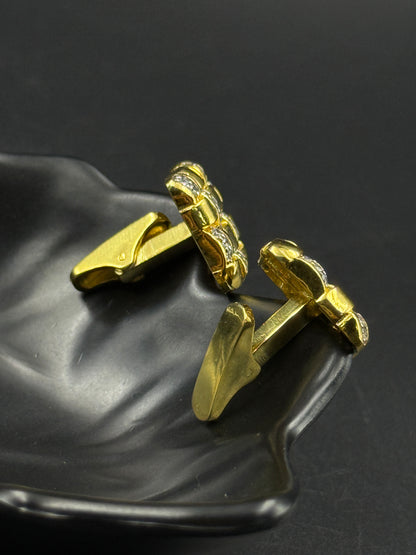 Yellow Gold Men's Cufflink - 925 Silver