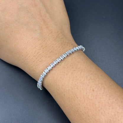 18k White Gold Plated Baguette Bracelet