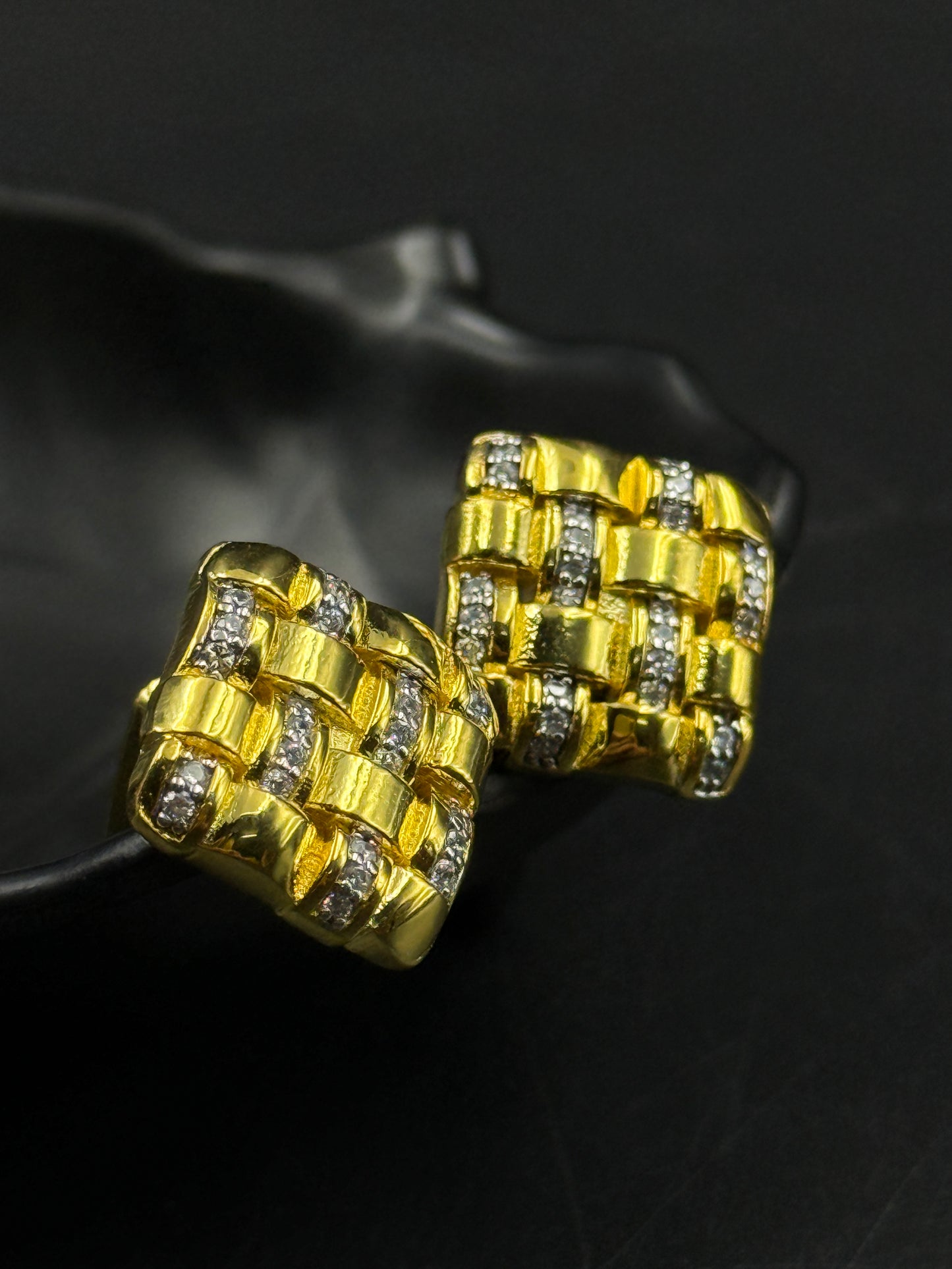 Yellow Gold Men's Cufflink - 925 Silver