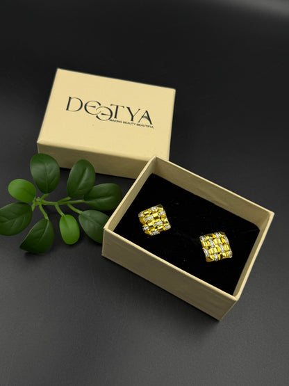 Yellow Gold Men's Cufflink - 925 Silver