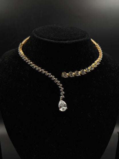 18K Gold Plated Diamond Choker Necklace