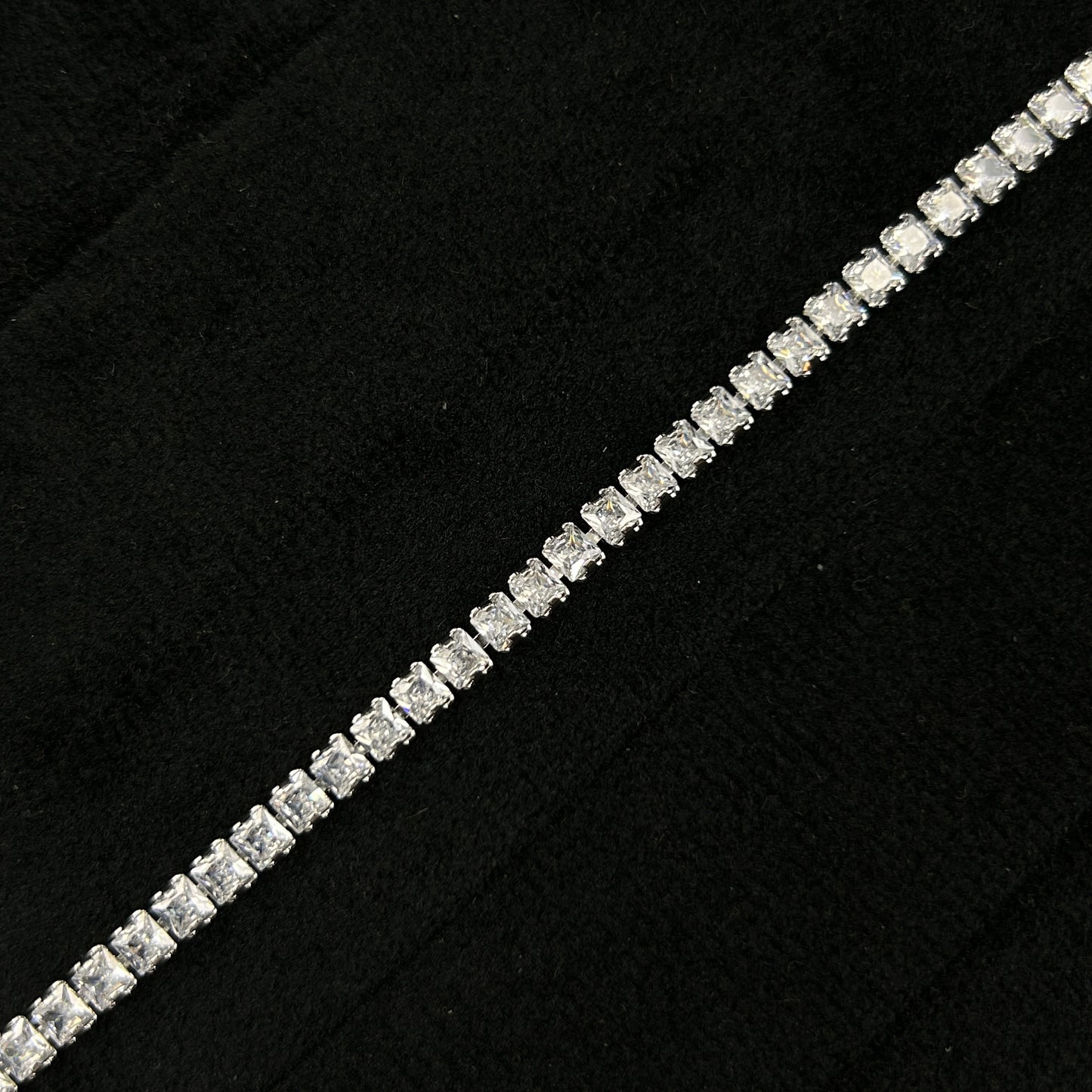 18k White Gold Plated Baguette Bracelet