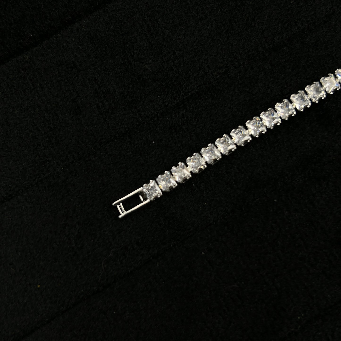 18k White Gold Plated Baguette Bracelet