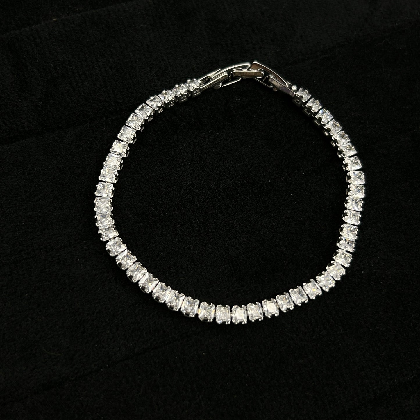 18k White Gold Plated Baguette Bracelet