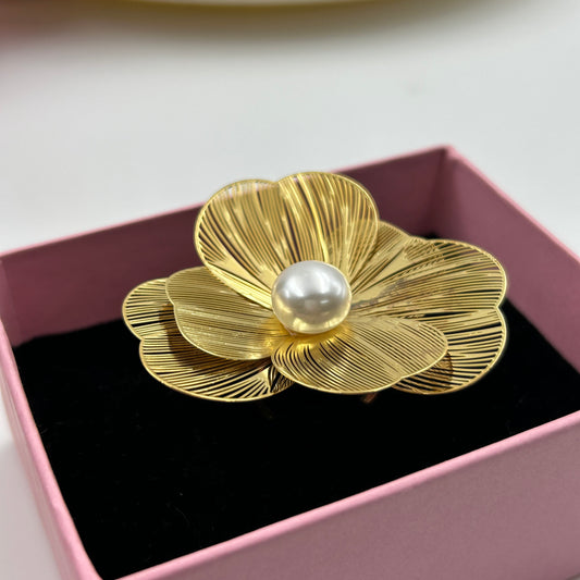 BIG FLOWER RING 18k Yellow Gold Plated Cocktail Ring