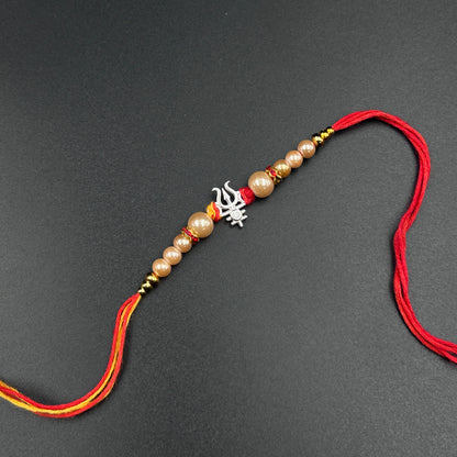Pure Silver Trishul Rakhi - Thread Rakhi