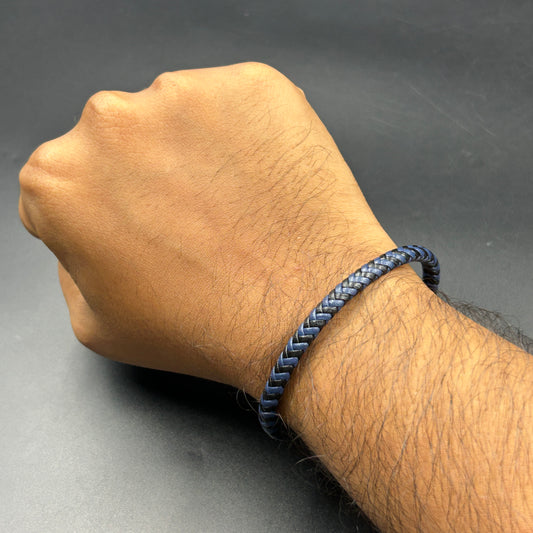 Men's Blue Belt Stainless Steel Bracelet