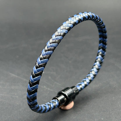 Men's Blue Belt Stainless Steel Bracelet