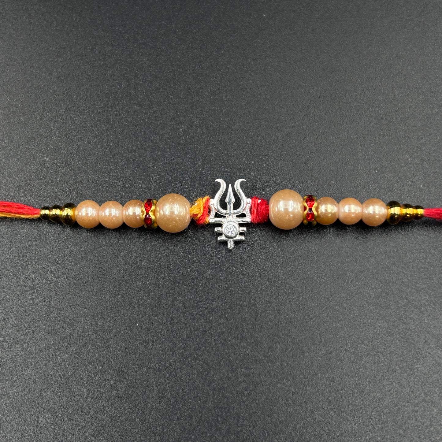 Pure Silver Trishul Rakhi - Thread Rakhi