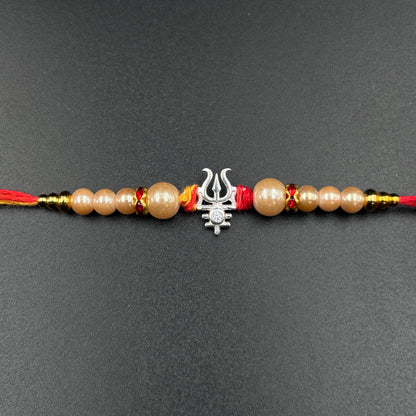 Pure Silver Trishul Rakhi - Thread Rakhi
