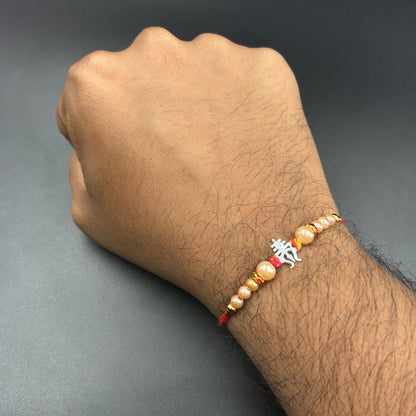 Pure Silver Trishul Rakhi - Thread Rakhi