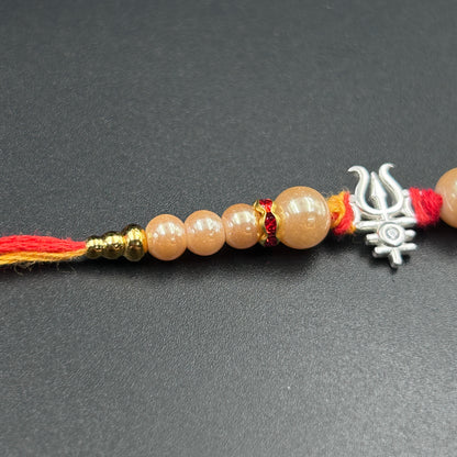 Pure Silver Trishul Rakhi - Thread Rakhi
