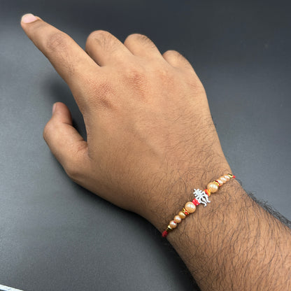 Pure Silver Trishul Rakhi - Thread Rakhi