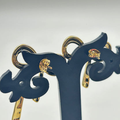 18K Gold Plated Pearl BOW Earrings Yellow Gold