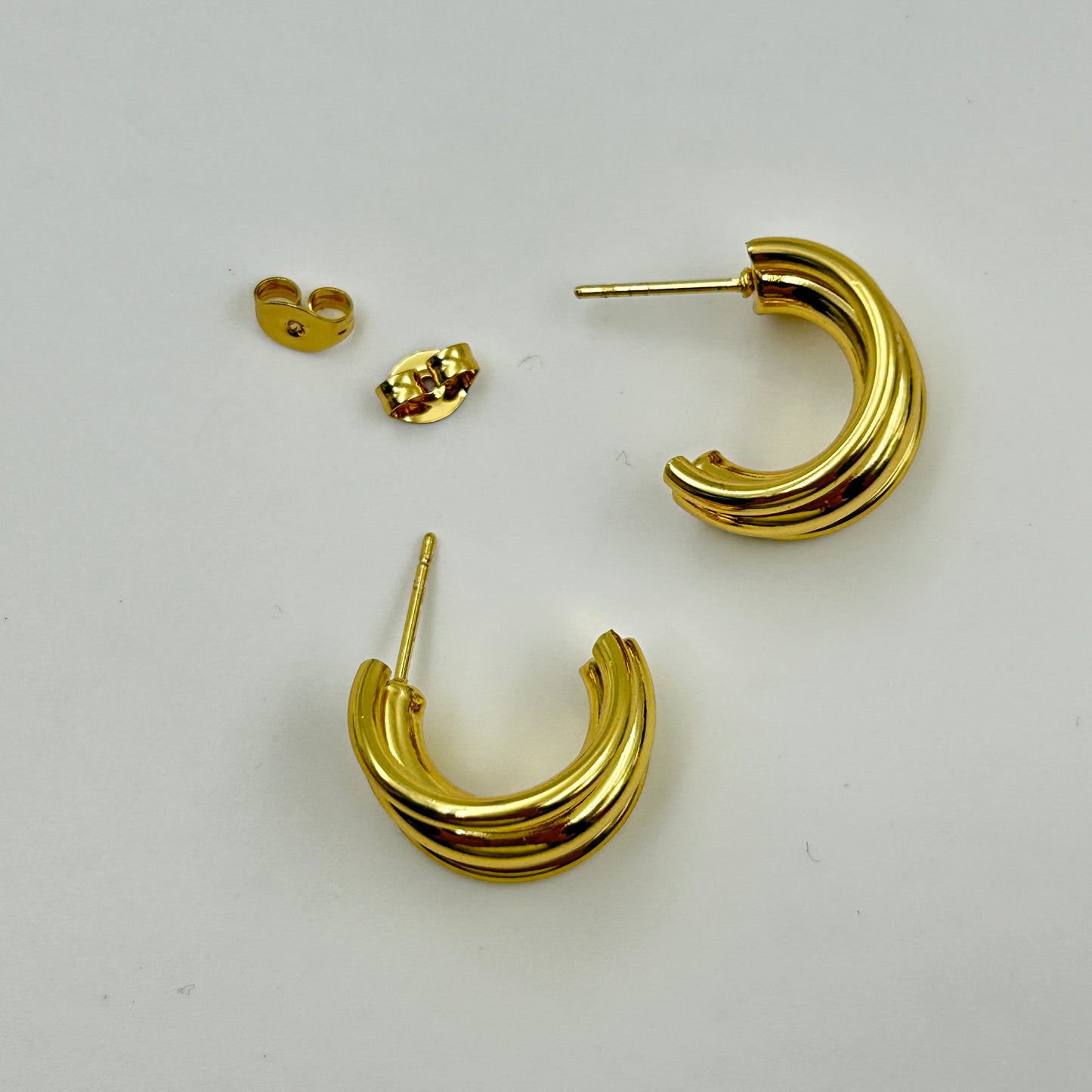 3D Hoop Earring for Women 18k Gold Plated
