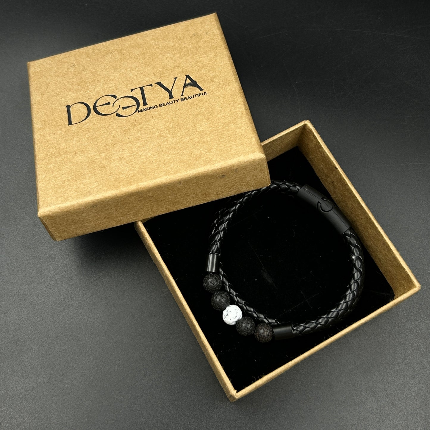 Men's Black Belt Stainless Steel Bracelet