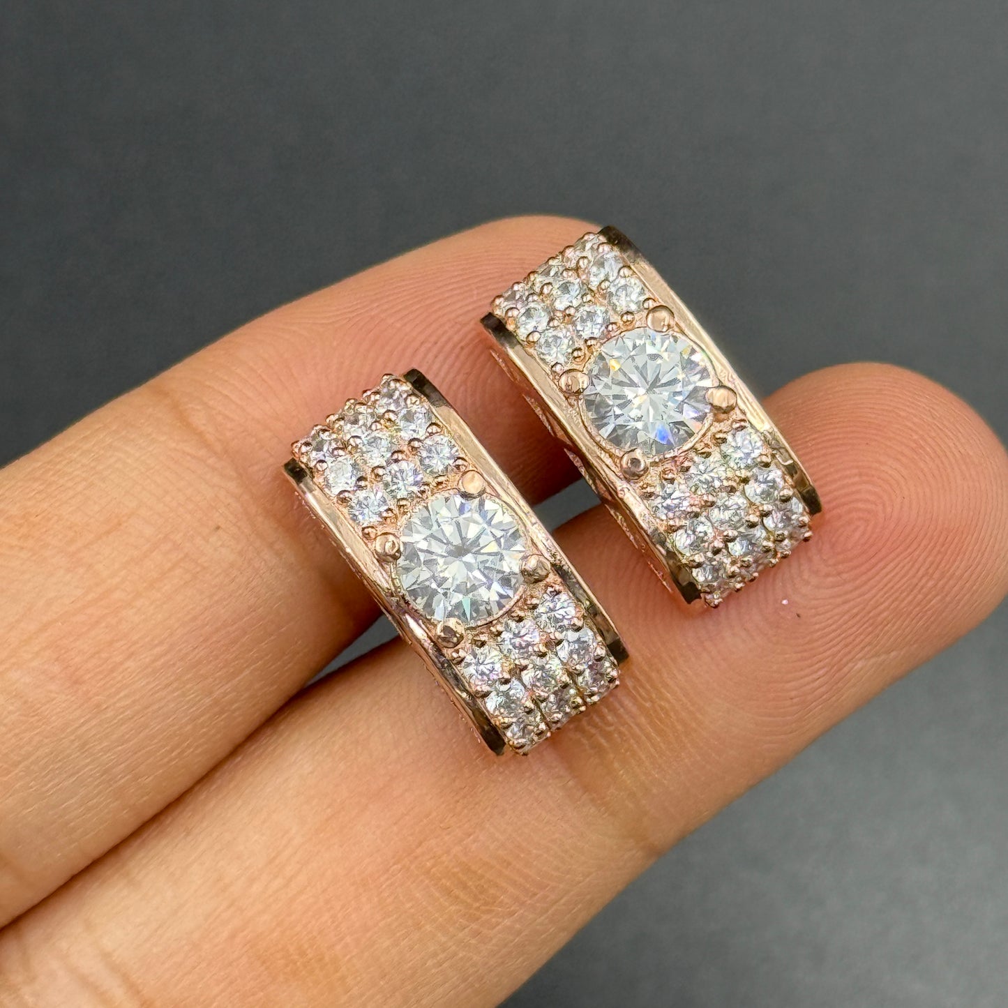 Men's Silver Cufflink - Rose Gold Plated