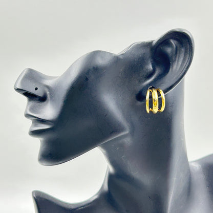 3D Hoop Earring for Women 18k Gold Plated