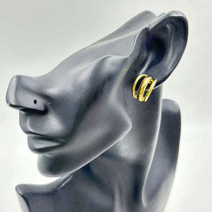 3D Hoop Earring for Women 18k Gold Plated