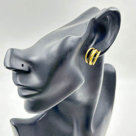 3D Hoop Earring for Women 18k Gold Plated