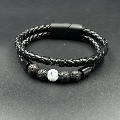 Men's Black Belt Stainless Steel Bracelet