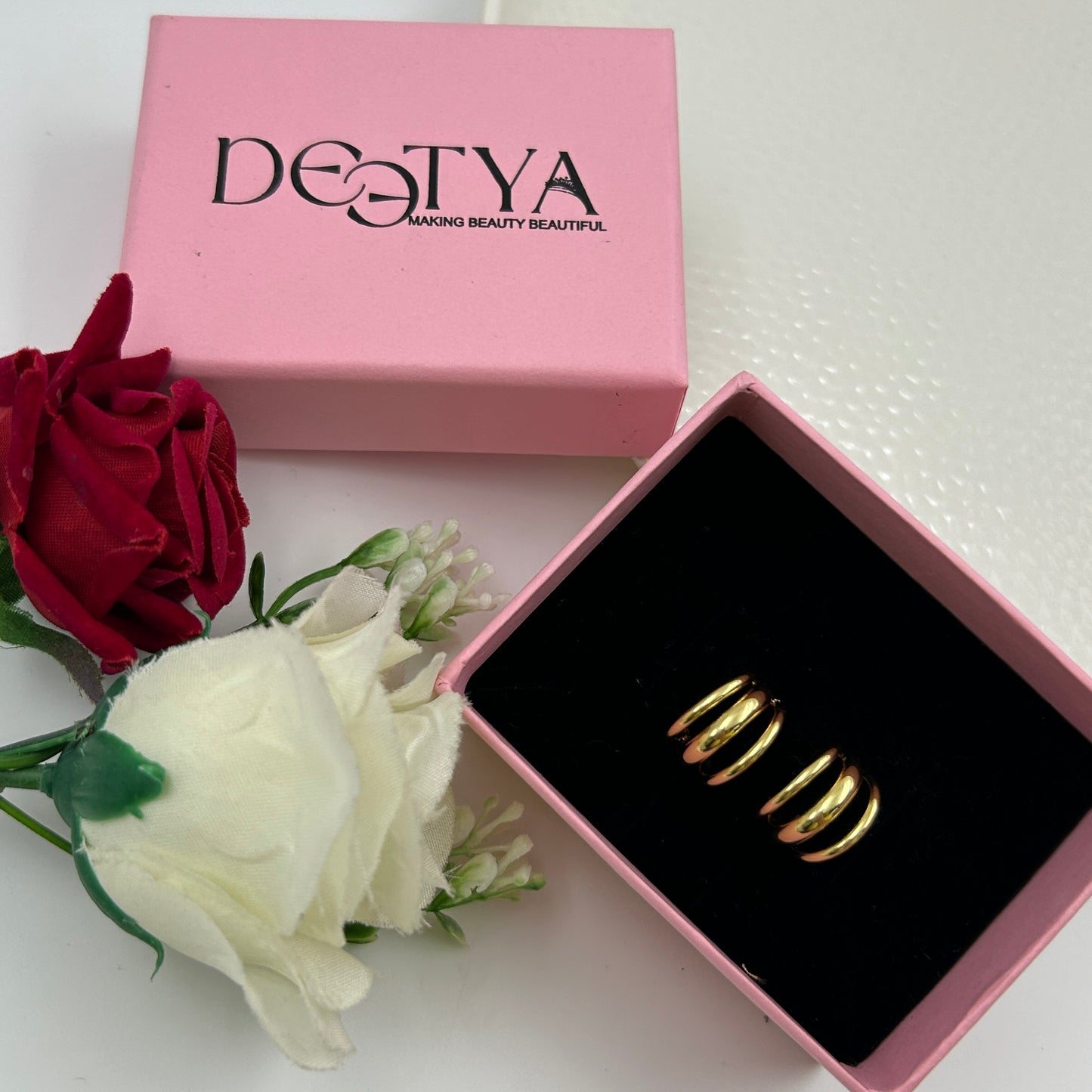 3D Hoop Earring for Women 18k Gold Plated