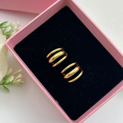 3D Hoop Earring for Women 18k Gold Plated